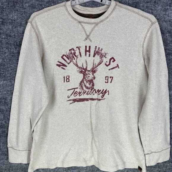 Northwest Men's T Shirt XLT, Beige, Thermal Waffle Knit, Long Sleeve Crewneck - Picture 2 of 9